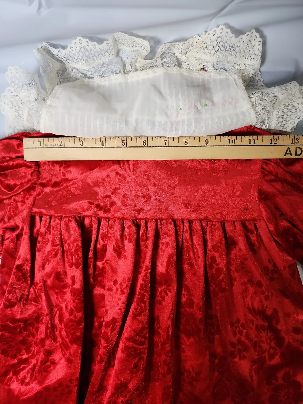 The My Very Own Collection Red Velvet Dress Lace Collar VTG Holiday Christmas